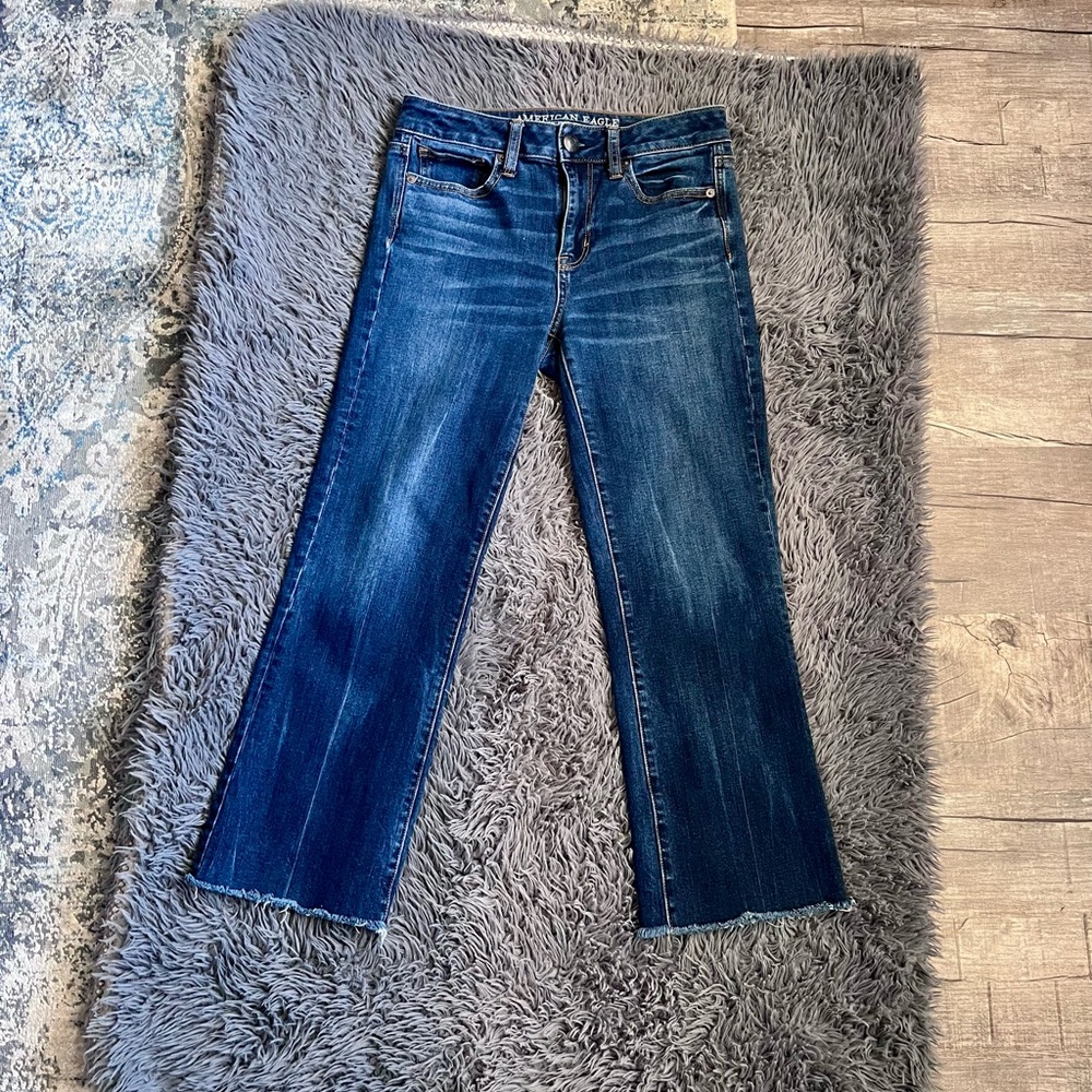 American Eagle Outfitters Indigo KickBoot Crop Jeans